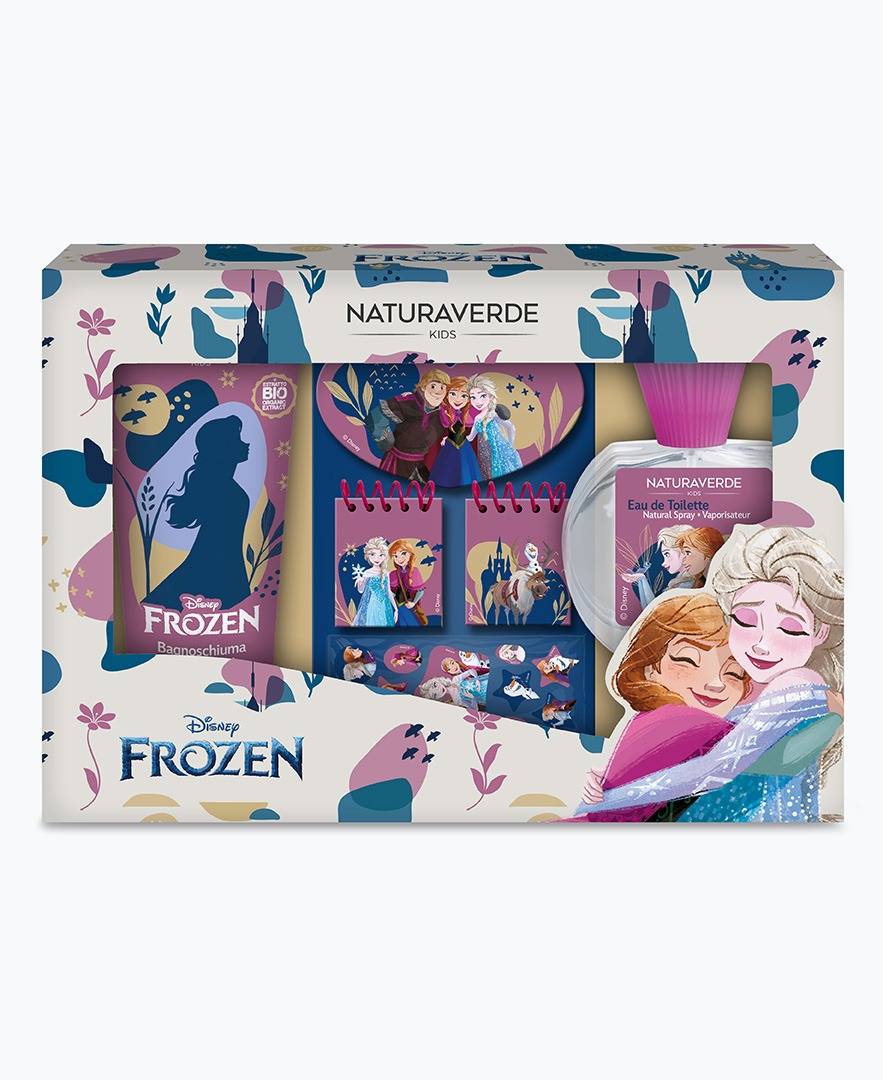 Naturaverde DISNEY FROZEN GIFT SET BAGNOSCHIUMA E PROFUMO, BLOCK NOTES E STICKERS IN RILIEVO