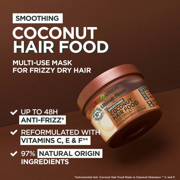 Garnier Garnier Ultimate Blends Hair Food Coconut Oil 3-in-1 Frizzy Hair Mask Treatment 390ml Consegna Veloce