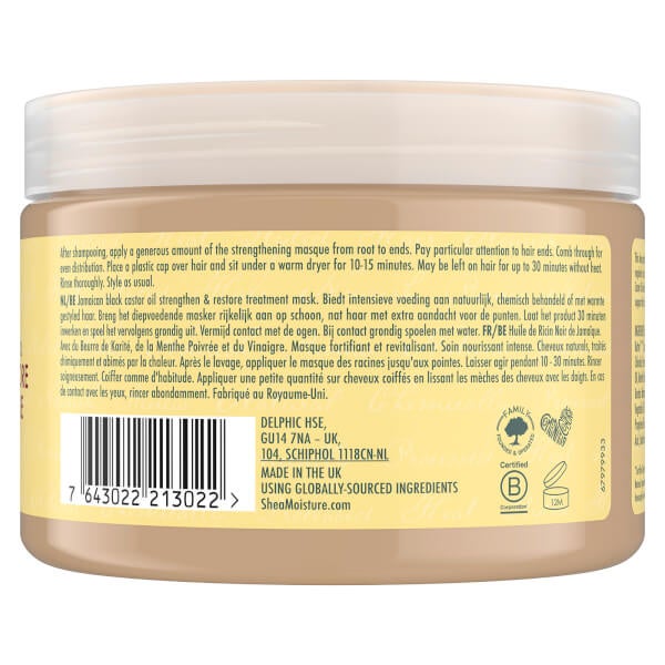 SheaMoisture Shea Moisture trattamento in maschera rinforzante e riparatrice all'olio di ricino nero giamaicano 340 g Novità