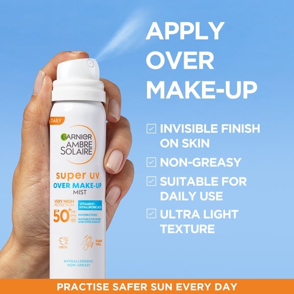 Garnier Over Makeup Super Spray Protezione UV SPF50 Garnier Ambre Solaire 75ml Officina