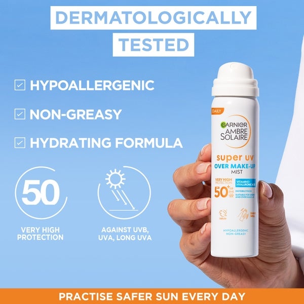 Garnier Over Makeup Super Spray Protezione UV SPF50 Garnier Ambre Solaire 75ml Officina