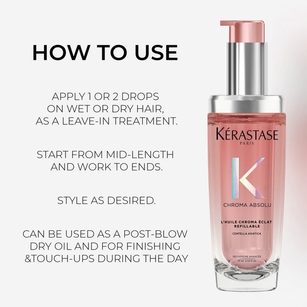 Kerastase Kérastase Chroma Absolu Refillable Hair Oil 75ml And 30ml Duo For Colour Treated Hair Sconti questo mese