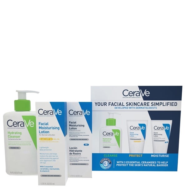CeraVe CeraVe Exclusive Skincare Routine Simplified Set for Face Cleansing & Moisturising with Hyaluronic Acid SPF & Niacinamide Affare Del Giorno