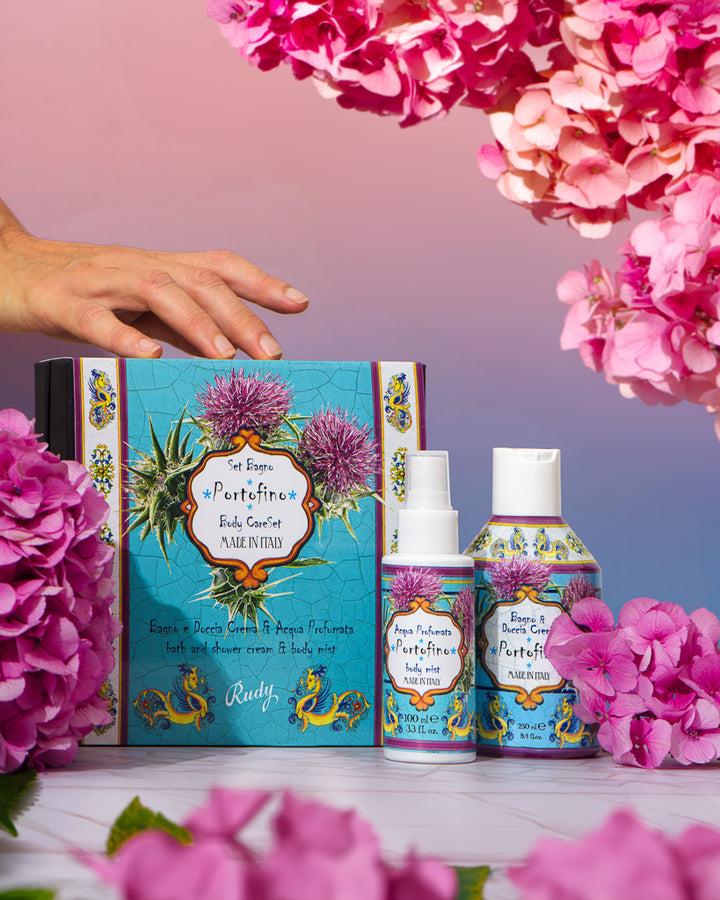 Rudy Profumi Scatola regalo con Bagno & Doccia Schiuma 250 mL + Acqua Profumata 100 mLLe Maioliche di RudyLinea Portofino Outlet