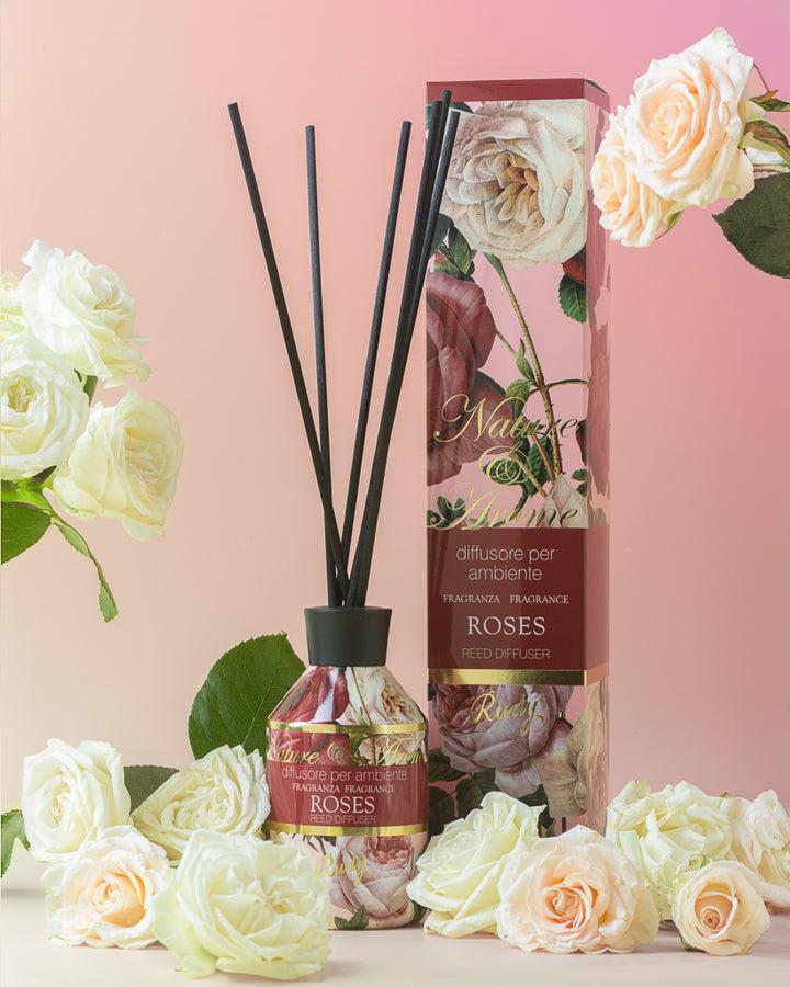 Rudy Profumi Diffusore per Ambiente 250 mL + BacchetteNature&AromeLinea Roses Spedizione Gratuita